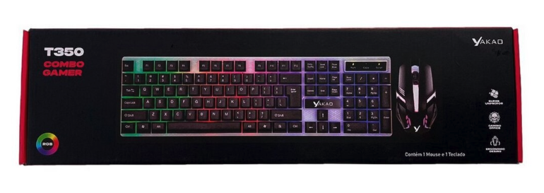 Kit Teclado + Mouse USB Gamer Yakao Preto com Led T350