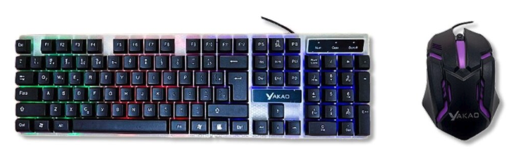 Kit Teclado + Mouse USB Gamer Yakao Preto com Led T350