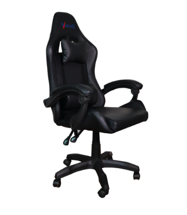 Cadeira Gamer Giratória Preto com Braço Ajuste de Altura e Encosto Reclinável Yakao GC007Black