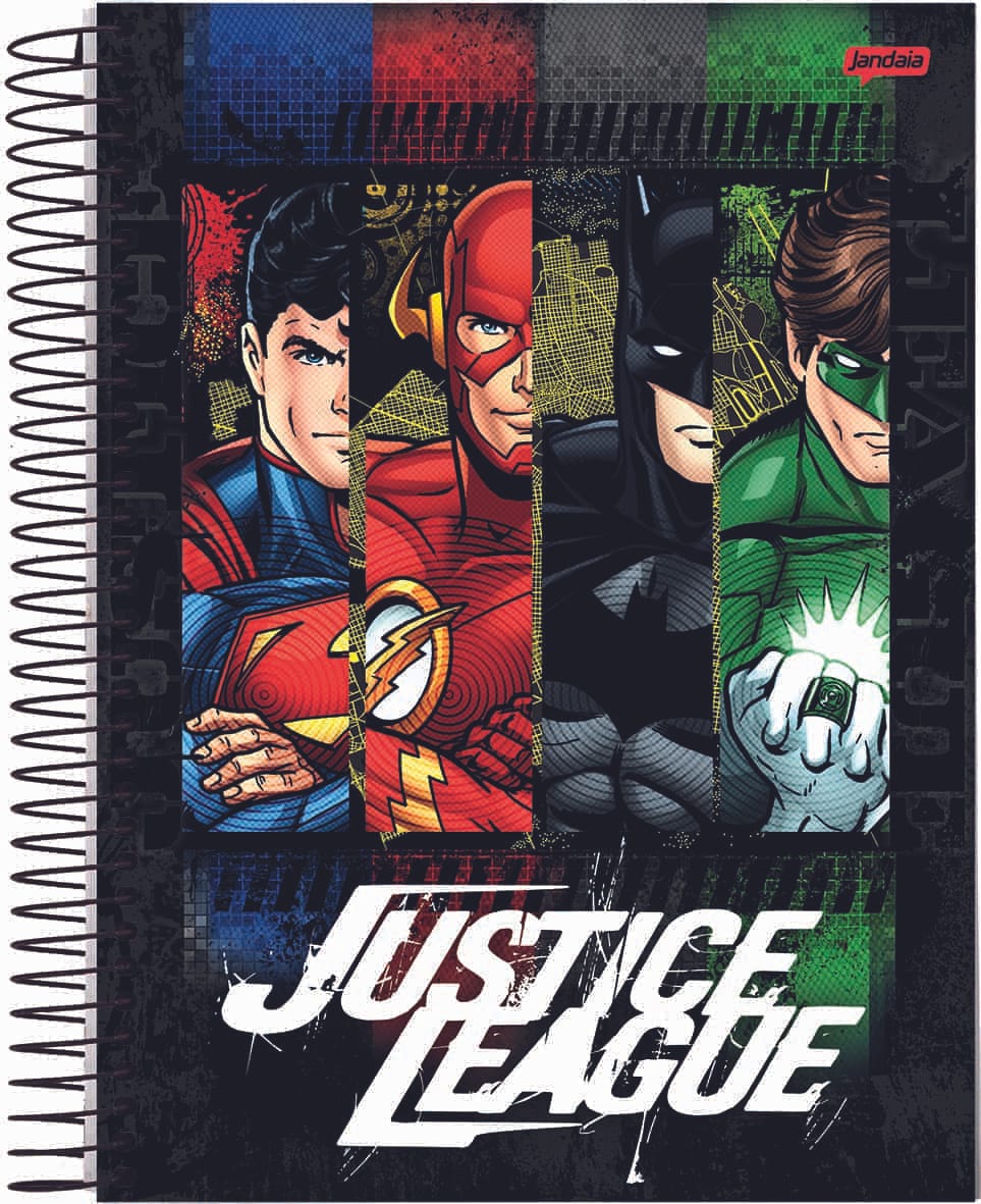 Caderno Universitário Jandaia Liga da Justiça Espiral Capa Dura 80 Folhas com 1 Matéria Sortido