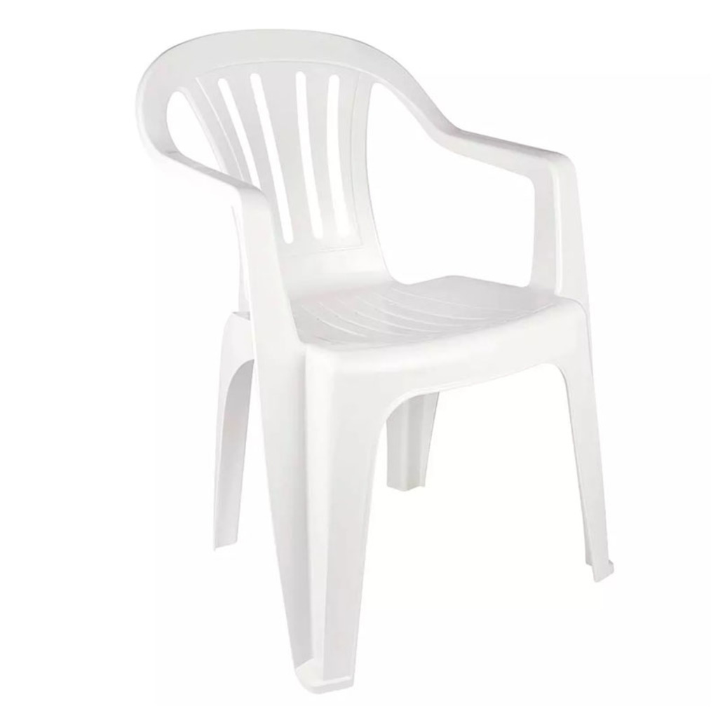 Cadeira Fixa Poltrona Plástico com Braço Branco Bela Vista Mor - 15151101 - Resistente e Suporta Até 182 Kg
