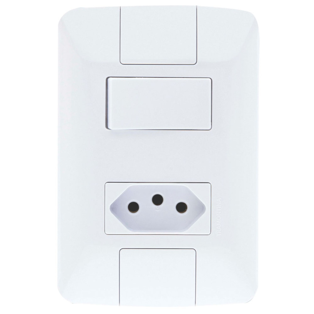 Interruptor 1 Simples 6A Tramontina Aria 57241/044 com 1 Tomada 20A + Espelho 4x2 Branco
