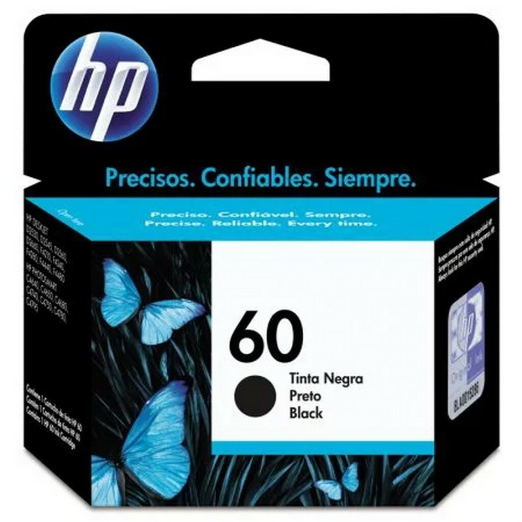Cartucho de Tinta HP 60 Preto Original - CC640WB - 200 páginas para D1660, D2530, D2545, D2560, D2660, D2680, D5560, F2430, F2480, F4210,  F4235