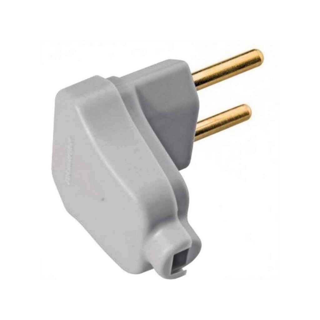 Plug Macho Angular Legrand Daneva 2 Pinos Redondo 10A Cinza - DN1665 - Unitário