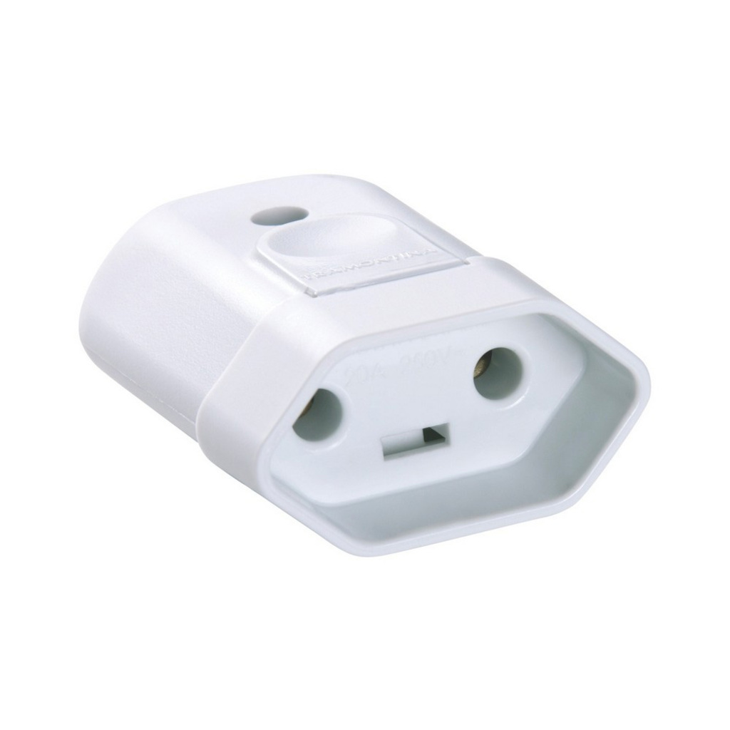 Plug Fêmea Tramontina 2 Pinos Redondo 20A Branco - 57402/054 - 131528 - Unitário