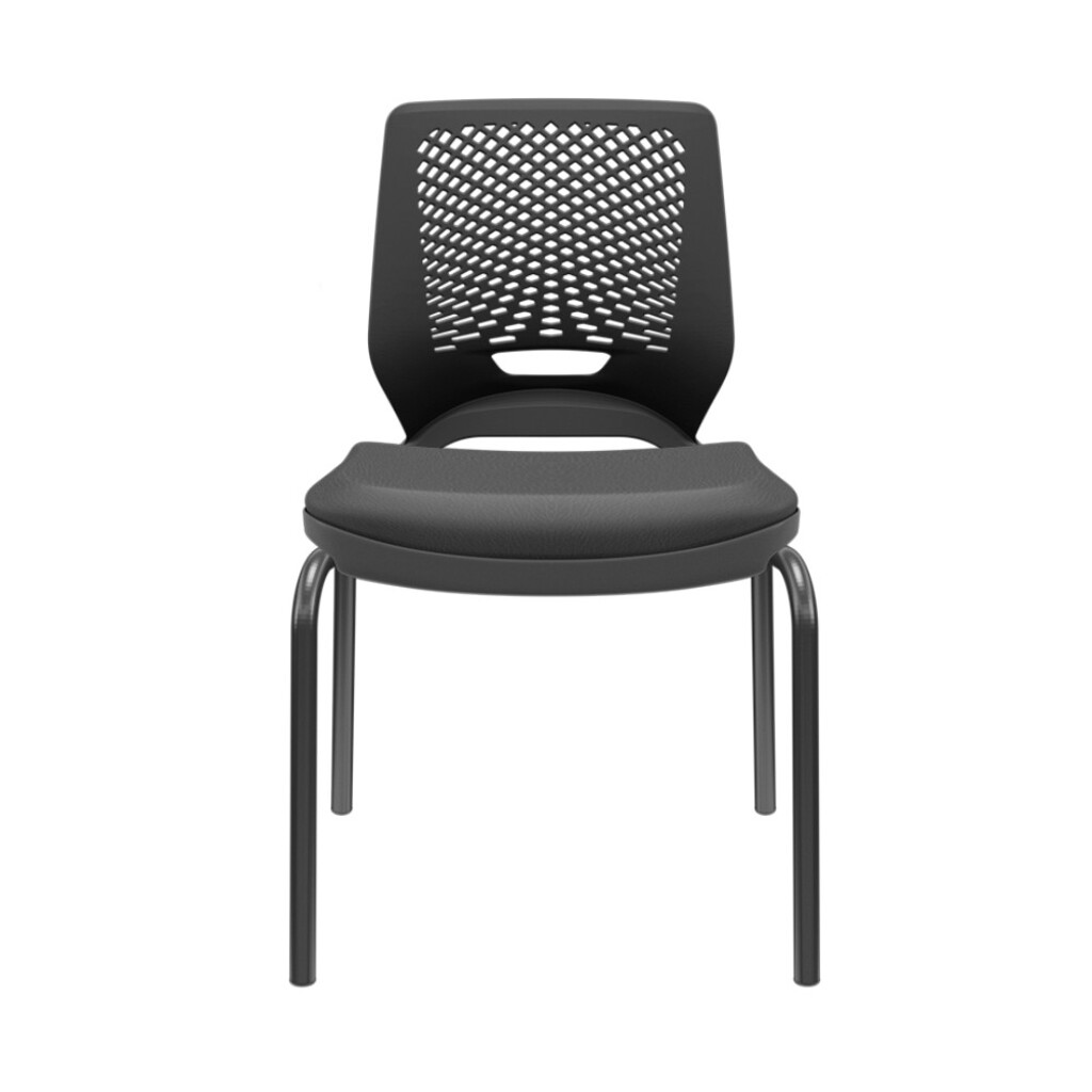 Cadeira Fixa Aproximação Estofada Preto Beezi Plaxmetal - 82003011319
