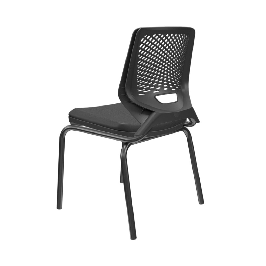 Cadeira Fixa Aproximação Estofada Preto Beezi Plaxmetal - 82003011319