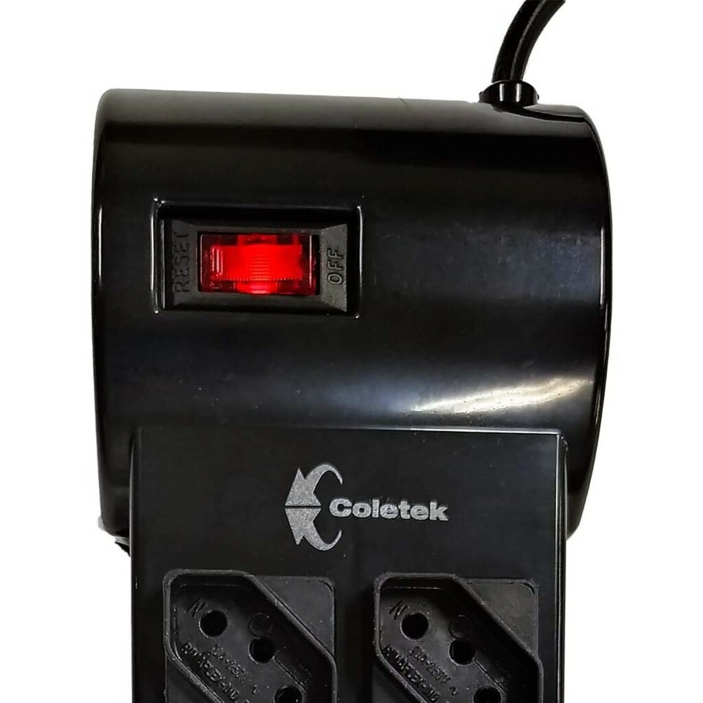 Filtro de Linha Coletek com 8 Tomadas 3 Pinos 10A Preto - FL-82BK