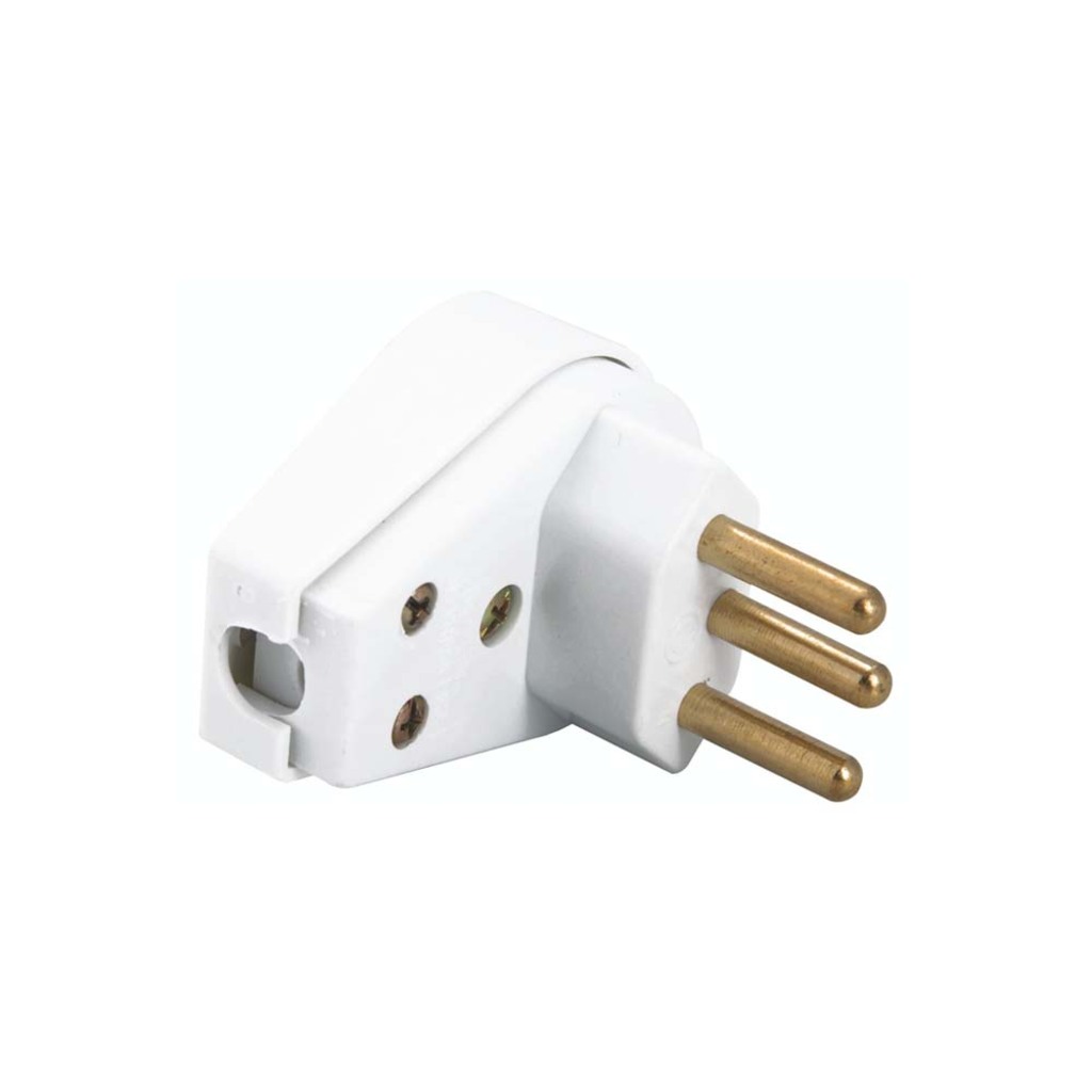 Plug Macho Angular Tramontina 3 Pinos Redondo 10 Amperes Branco - 57402/010 - Unitário