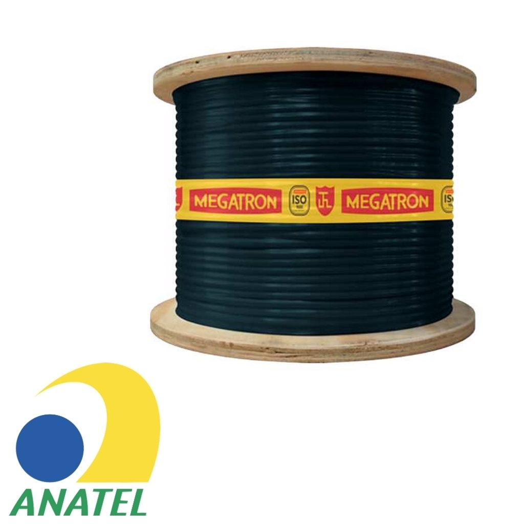 Cabo de Rede Dupla Capa 24AWG Megatron Cat.5E 4 Pares Preto 2538 Bobina 305 Metros - 100% Cobre Homologado ANATEL
