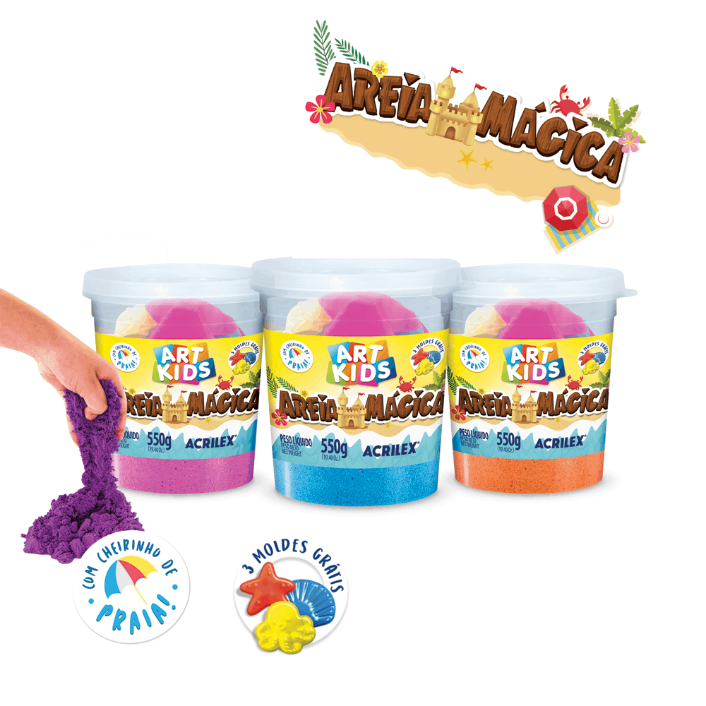Areia Mágica Acrilex 200 Gramas Unidade Cores Sortido