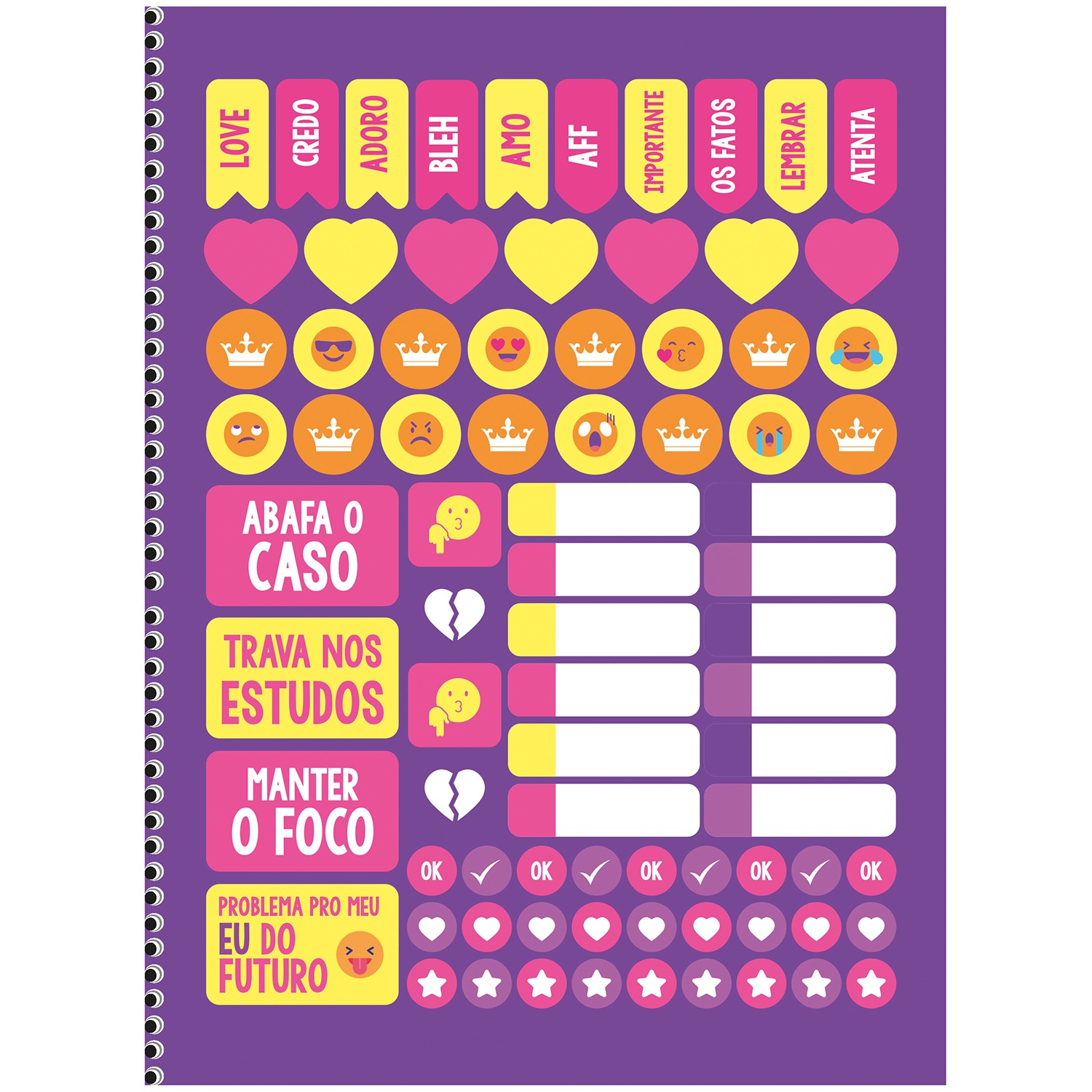 Planner São Domingos Lollipop Permanente Espiral 80 Folhas Sortido