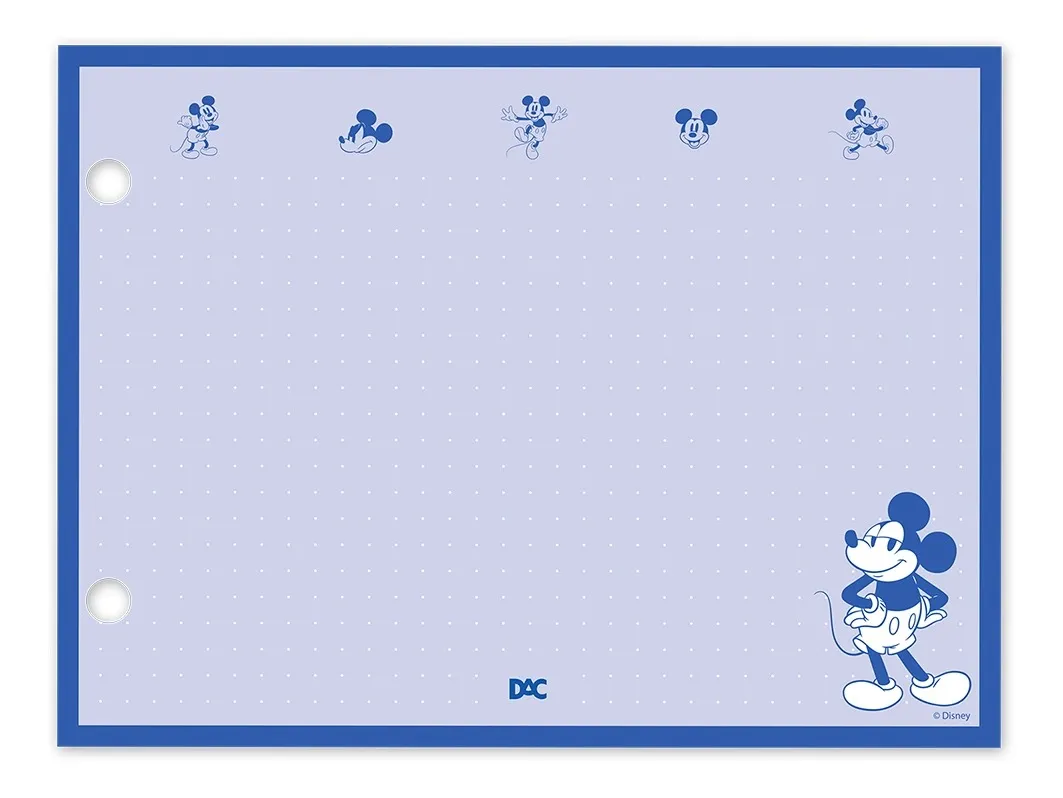 Refil para Fichário DAC Mini Ficheiro Mickey Teen com 80 Folhas