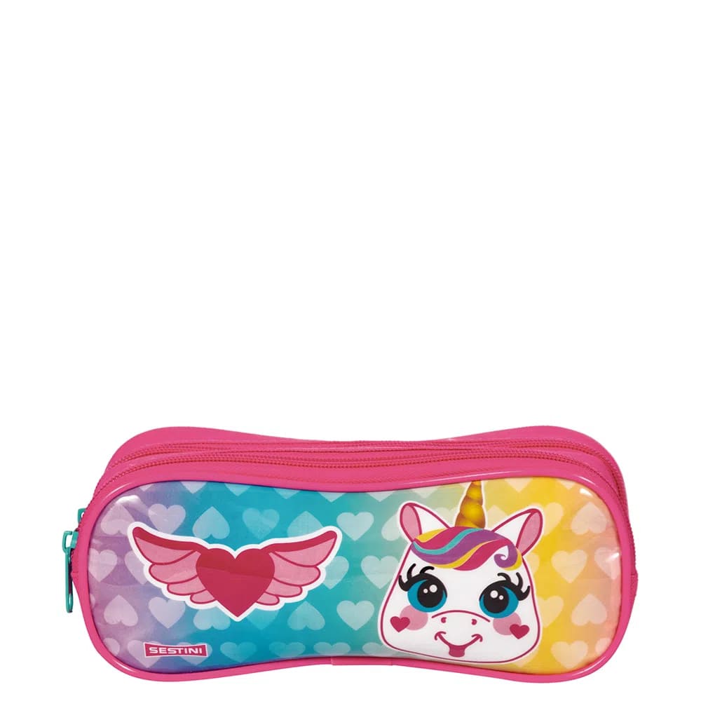 Estojo Escolar Sestini Médio Unicórnio 2 Divisórias Colorido