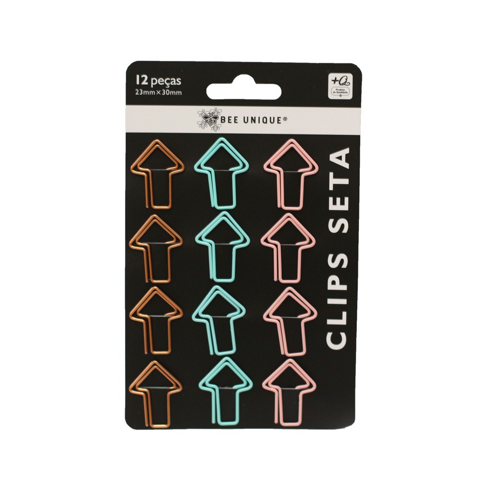 Clips Bee Unique Seta com 12 Unidades 23x30mm Cores Sortidos