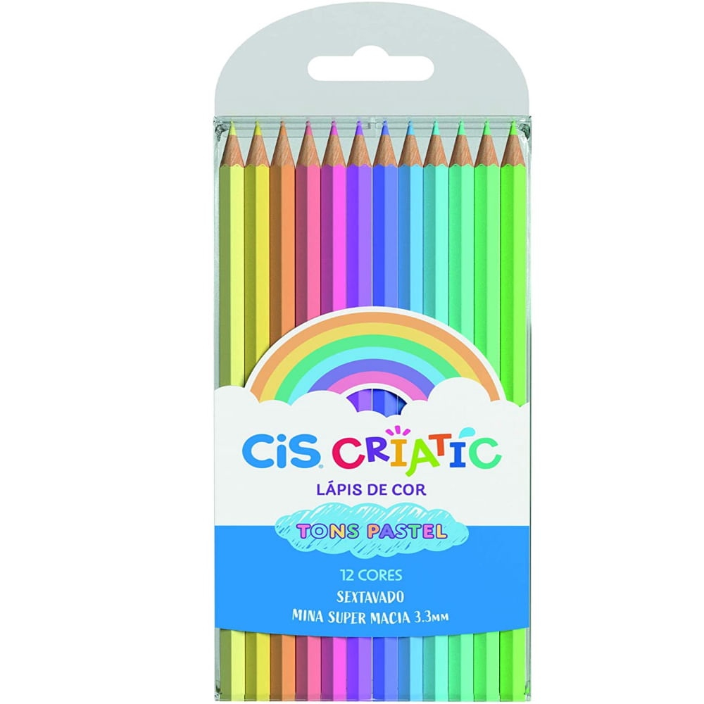 Lápis de Cor CIS Criatic Pastel 12 Cores
