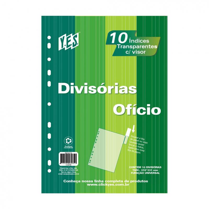 Divisória para Fichário YES Lisa 10 Divisórias Cristal