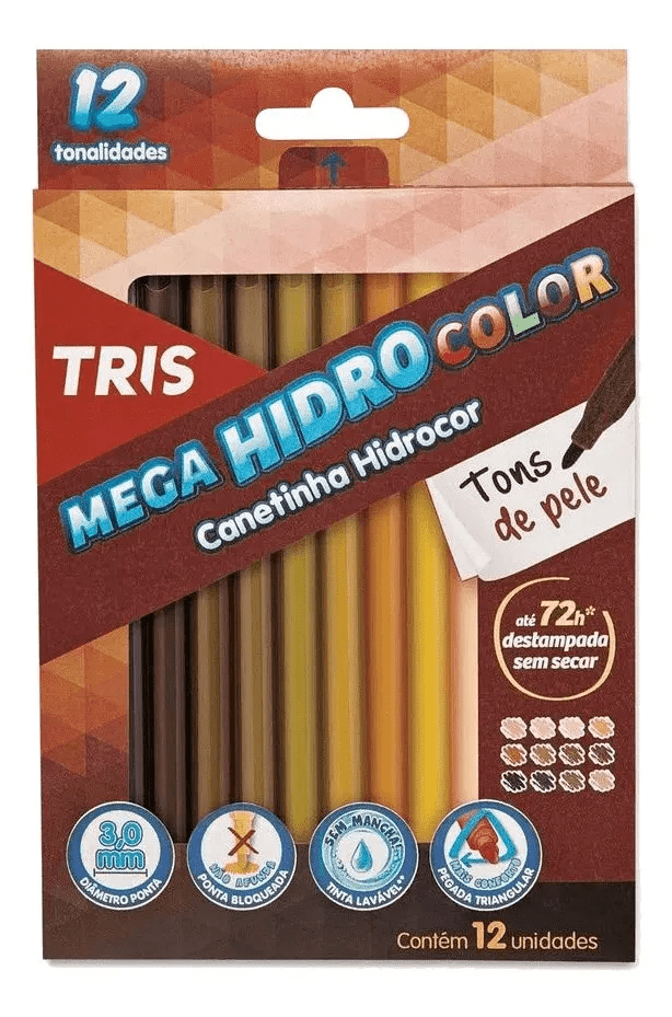 Caneta Hidrocor TRIS Mega Hidro 12x1 Pele