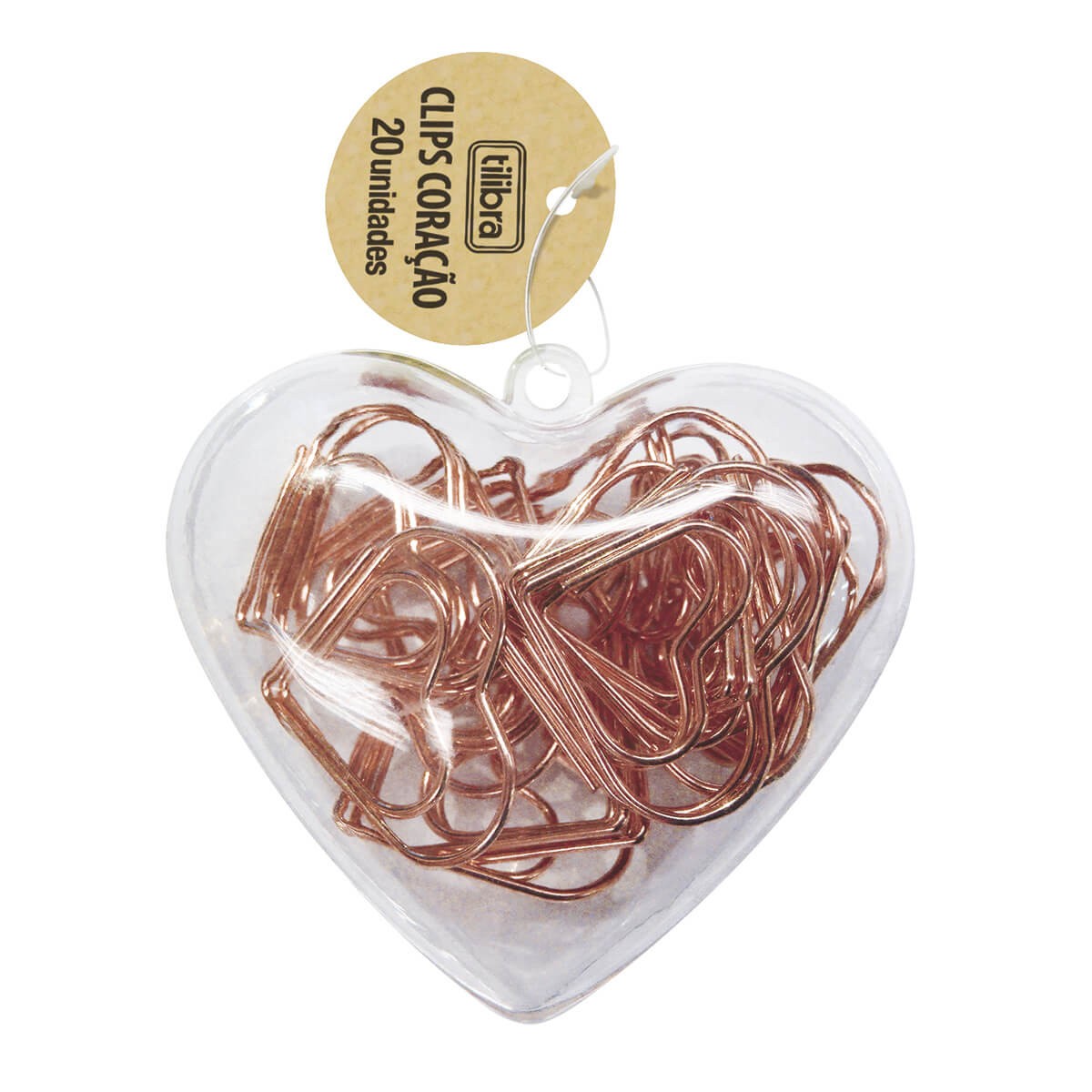 Clips Tilibra Coração 20 Unidades Ouro Rose