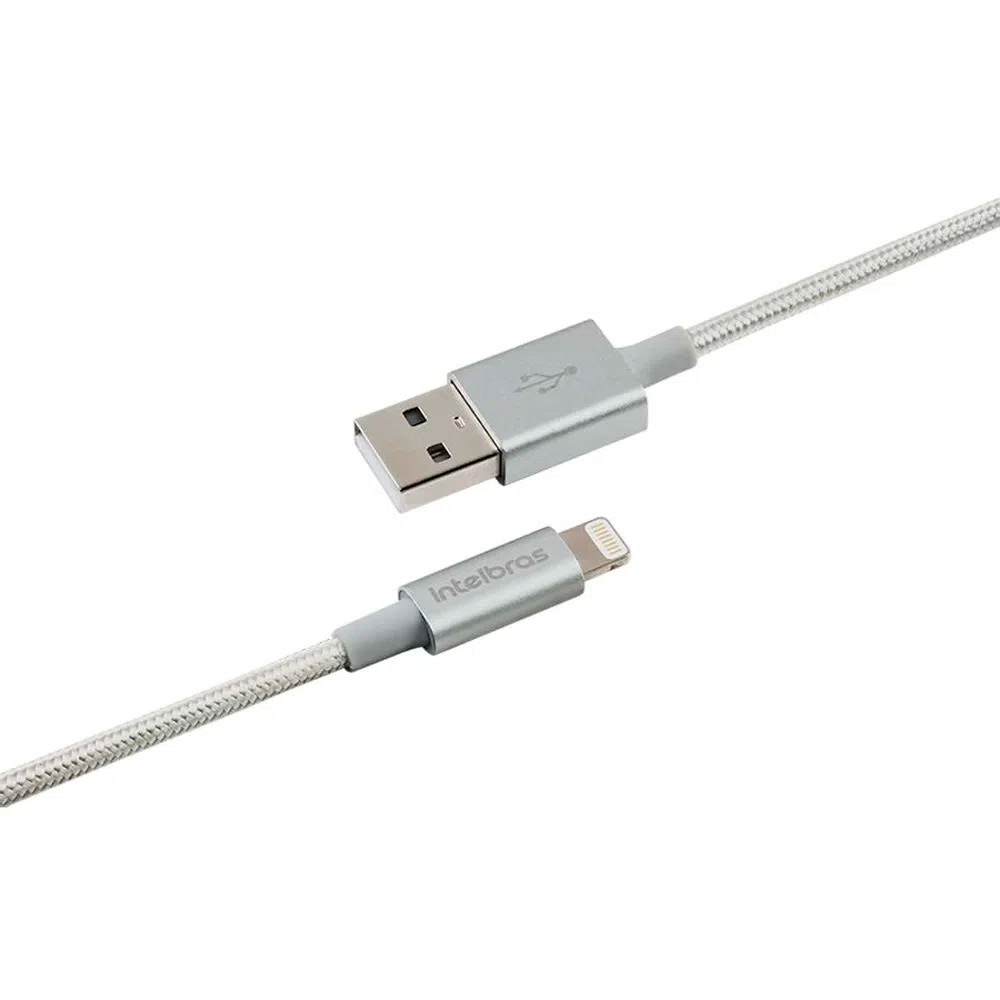 Cabo USB - Lightning Branco nylon 1,5m Intelbras EUAL 15NB