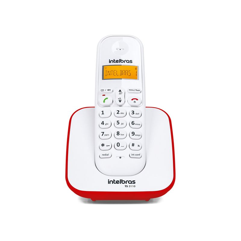 Telefone Sem Fio TS 3110 Branco e Vermelho Intelbras