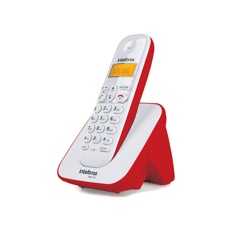 Telefone Sem Fio TS 3110 Branco e Vermelho Intelbras