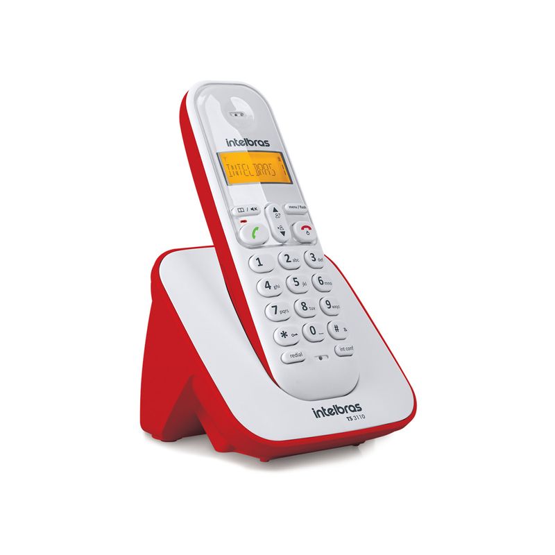 Telefone Sem Fio TS 3110 Branco e Vermelho Intelbras