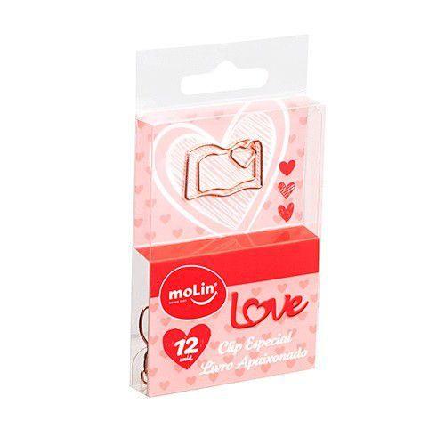 Clips especial Love Livro Apaixonado com 12 Unidades