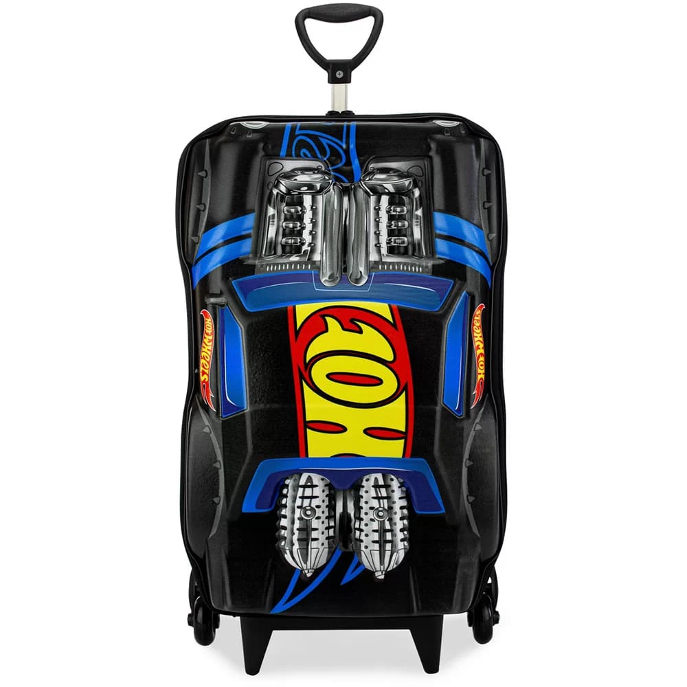 Mochila com Rodas Infantil Diplomata Hot Wheels Night Shifter Tripla Grande
