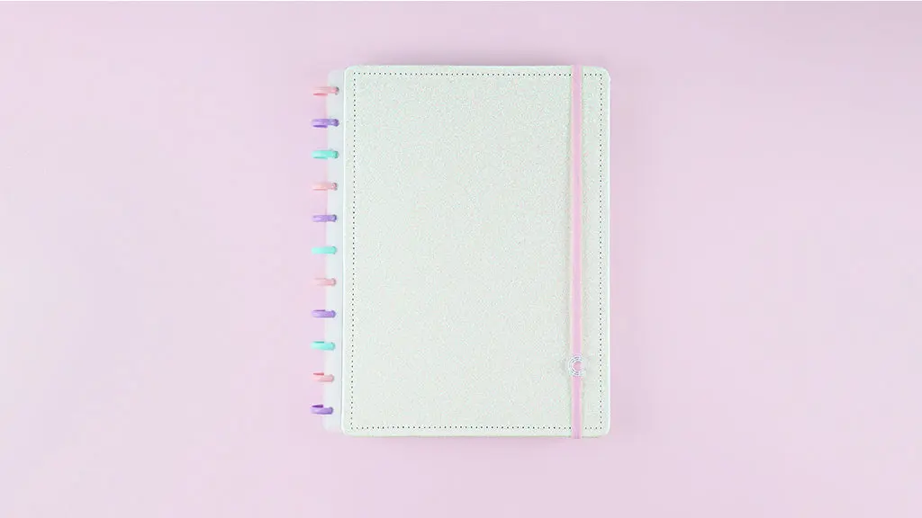 Caderno Inteligente Glitter Colorful com 60 Folhas Pautadas 20 Folhas Lisas