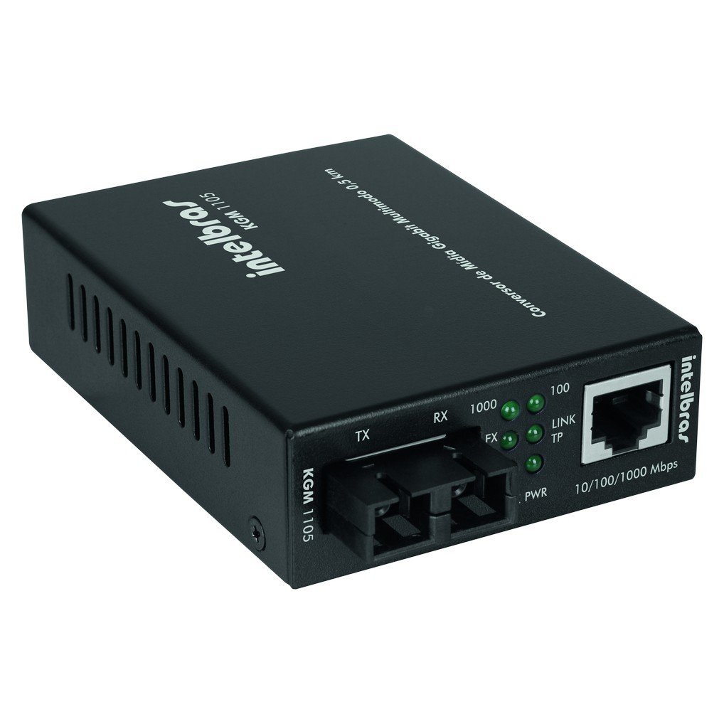 Conversor de Mídia Gigabit Multimodo 0,5 Km KGM 1105 Intelbras