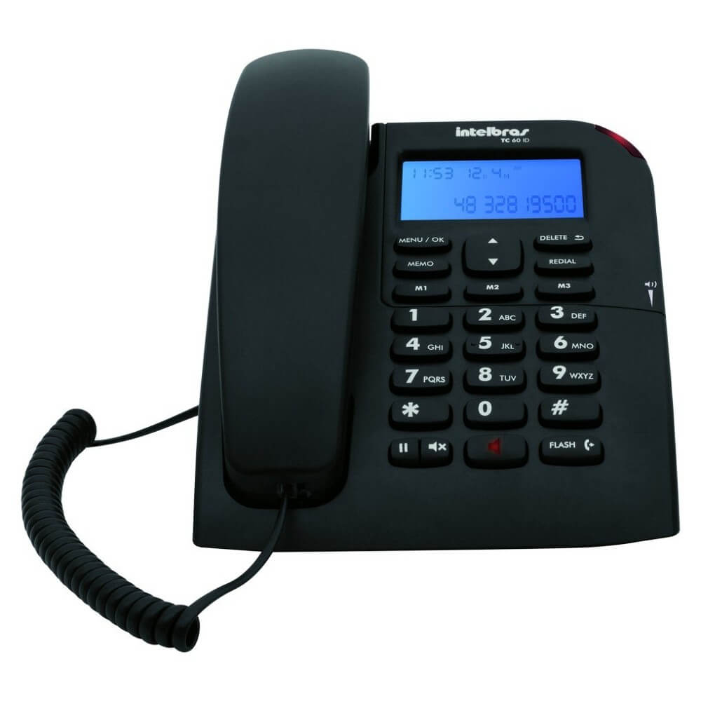 Telefone Padrão Intelbras TC-60ID com Identificador de Chamadas Preto - 4000074