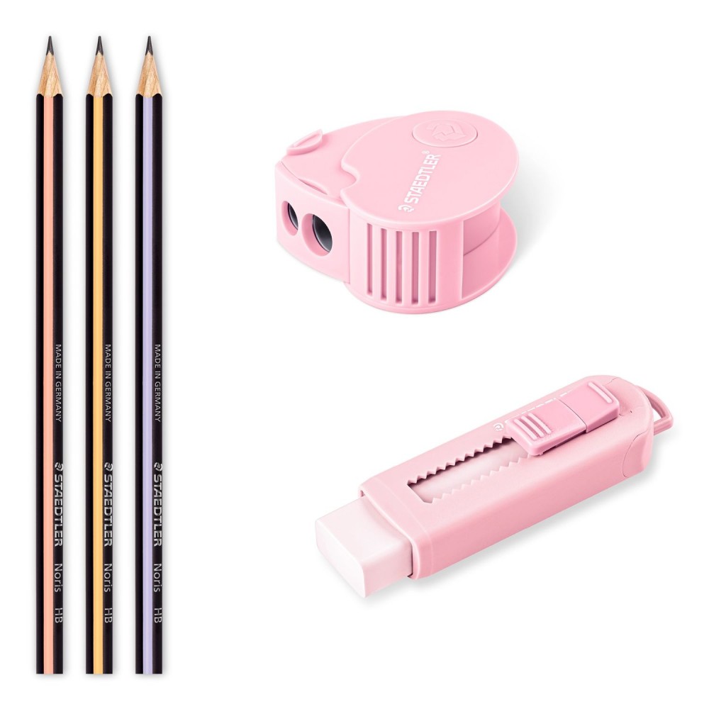 Kit Staedtler Lápis Borracha Apontador Pastel Sortido