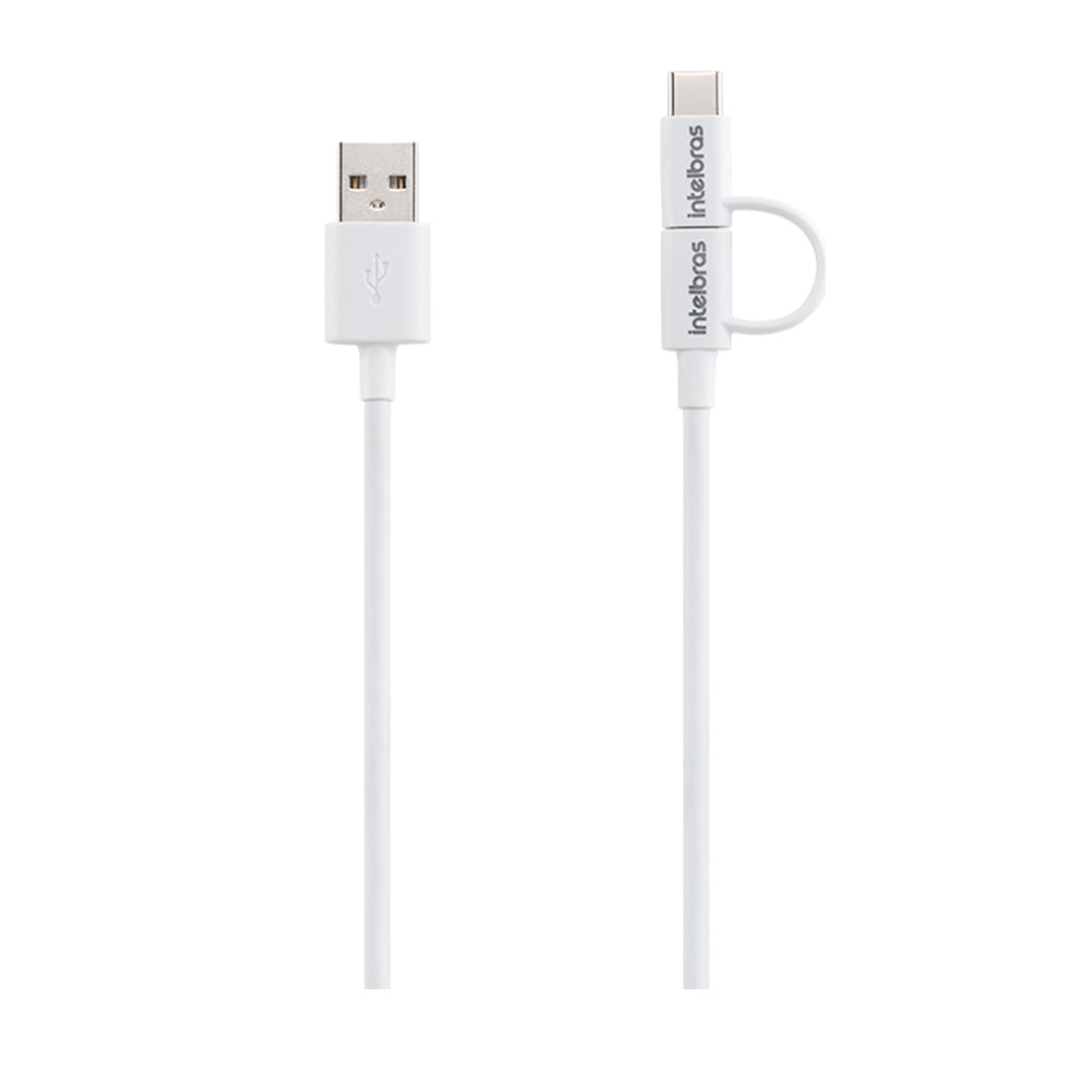 Cabo USB - Micro USB e USB - USB C Branco PVC 1,2m Intelbras EUABC 12PB