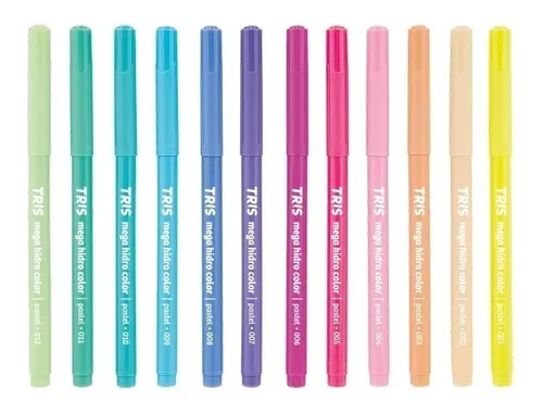 Caneta TRIS Hidrogor Mega Hidro 12 Cores Tons Pastel