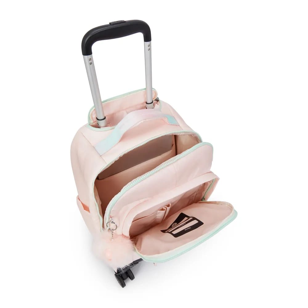 Mochila Kipling New Zea Blush Metallic Grande com Rodinha Rosa