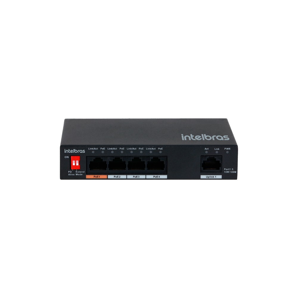 Switch 5 Portas Fast Ethernet 4 Portas PoE+ Intelbras SF 500 Hi-PoE