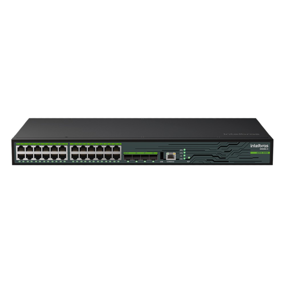 Switch Gerenciável 24 Portas Gigabit PoE 4 Portas SFP+ Intelbras S2328G PB