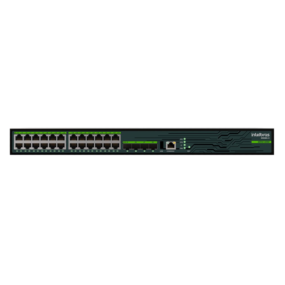 Switch Gerenciável 24 Portas Gigabit PoE 4 Portas SFP+ Intelbras S2328G PB