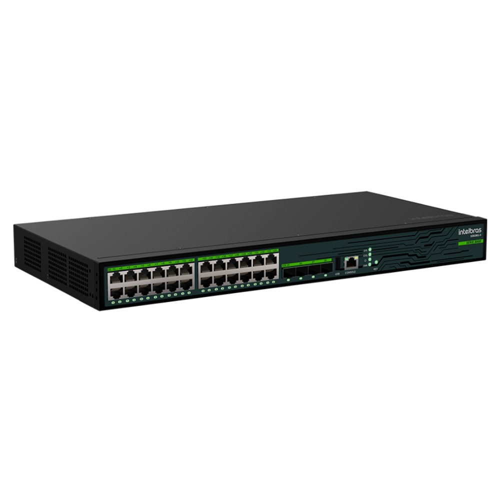 Switch Gerenciável 24 Portas Gigabit PoE 4 Portas SFP+ Intelbras S2328G PB