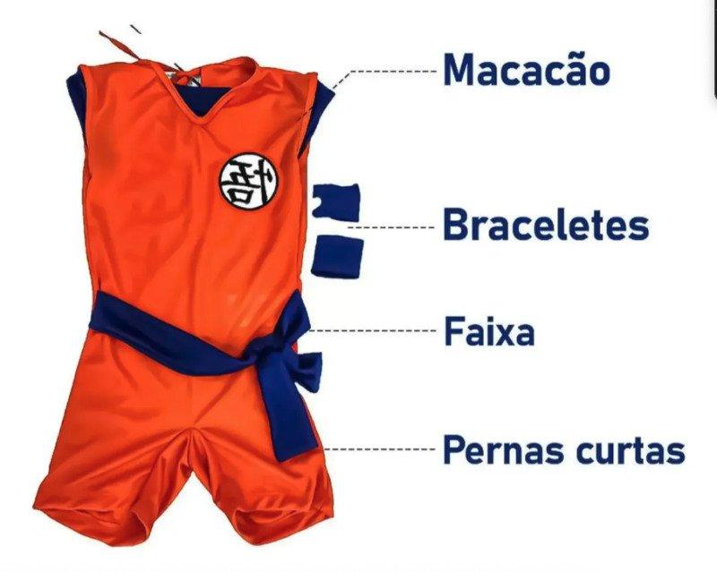Fantasia Infantil Anime Mangá Dragon Ball Goku Tam M Super Magia com Munhequeira