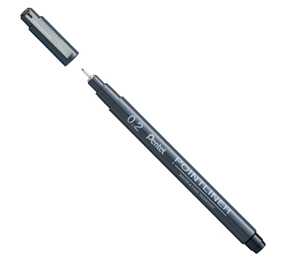 Caneta Nanquim Pentel Pointliner 0.2m Preto