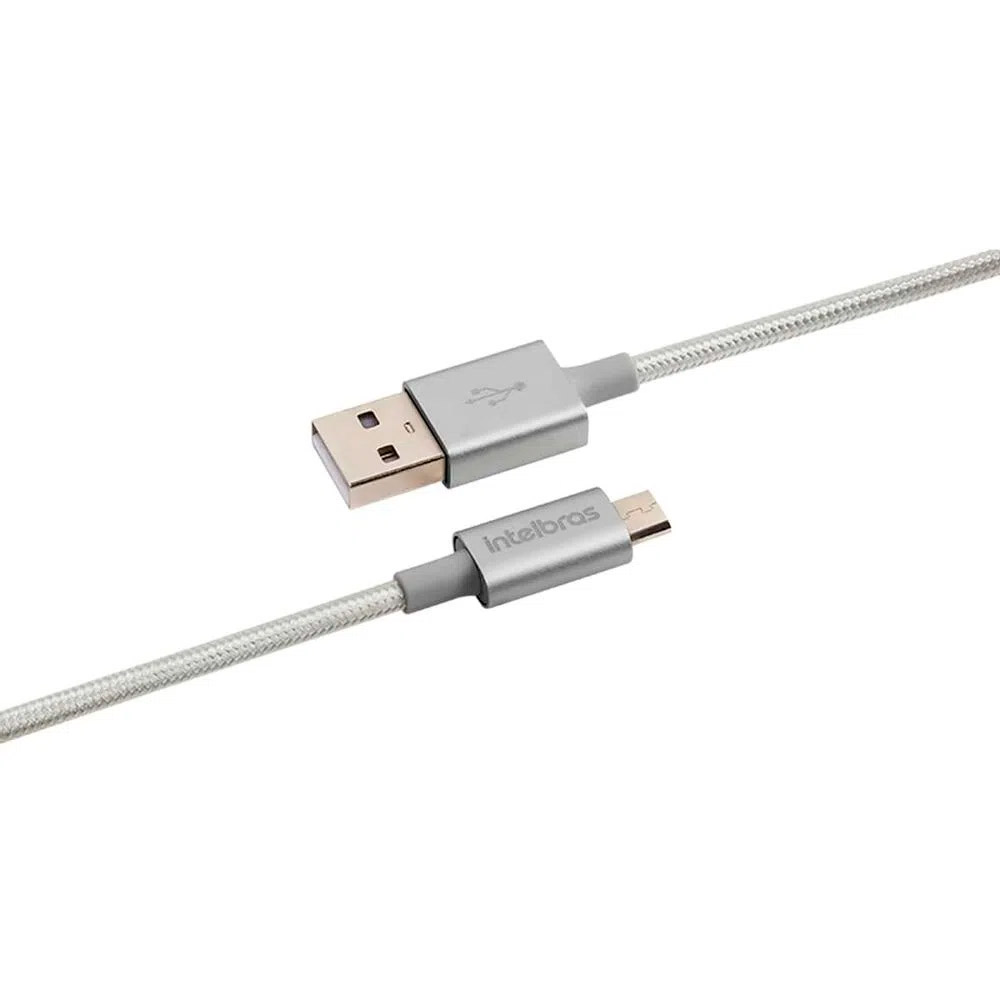 Cabo USB - Micro USB Branco nylon 1,5m Intelbras EUAB 15NB