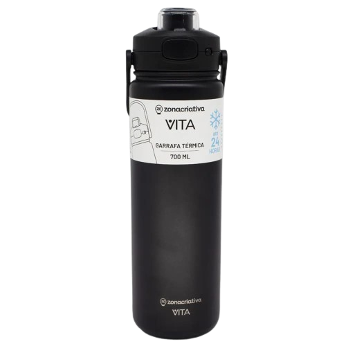 Garrafa Térmica Nanquim Zonacriativa 700ml Grande Preta