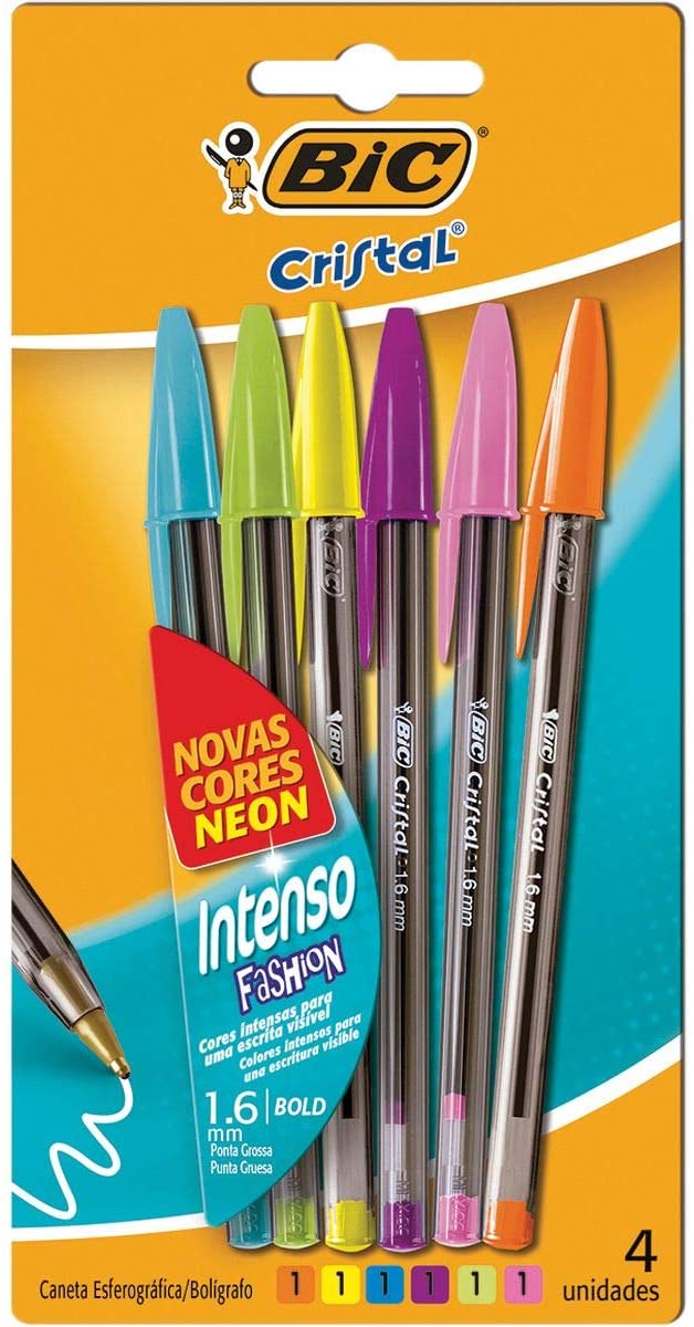 Caneta Esferográfica BIC Cristal Intenso 1.6 mm Ponta Grossa 6 Unidades