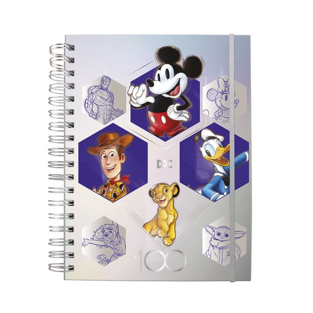 Caderno DAC Smart Colegial Disney 100 Coleção Especial com 80 Folhas Reposicionáveis 90g