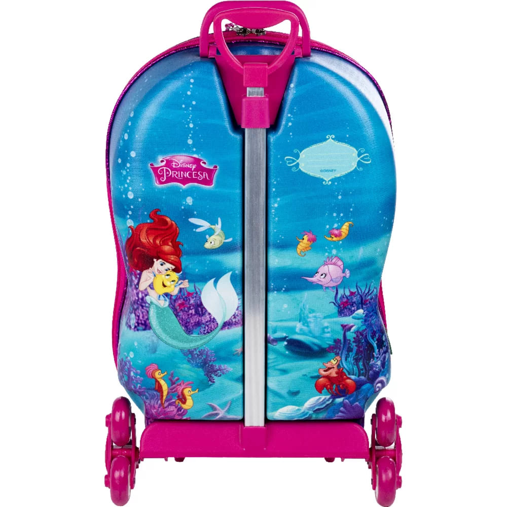 Mochila com Rodas Infantil Diplomata Pequena Sereia Rodinha Tripla Grande