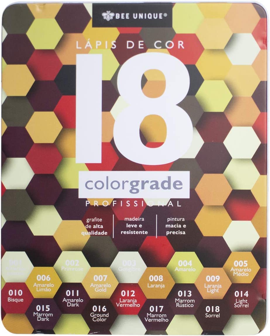 Lápis de Cor Bee Unique Profissional Estojo com 18 Cores Inverno