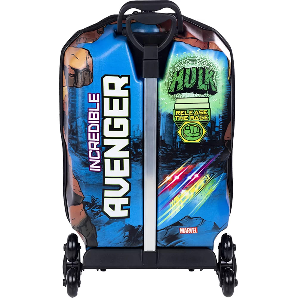 Mochila com Rodas Infantil Diplomata Hulk Rodinha Tripla Grande