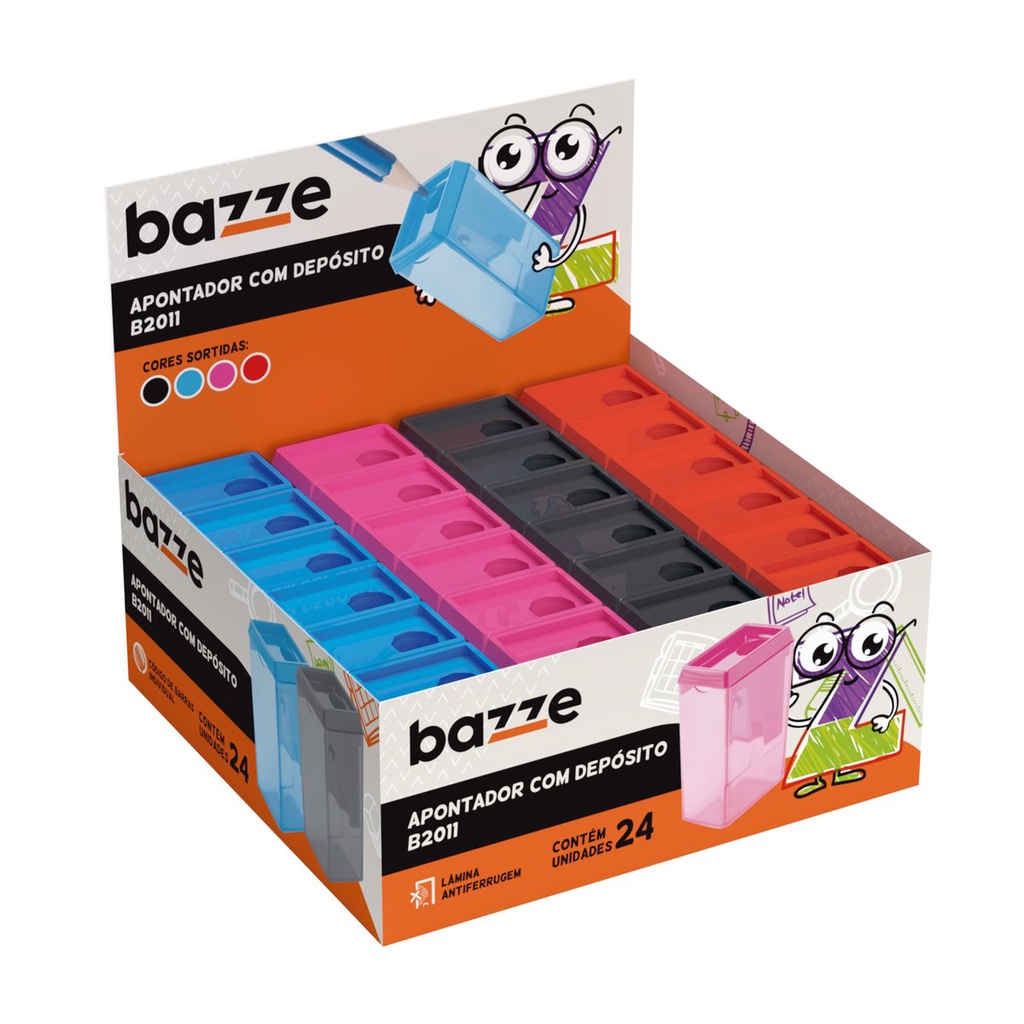 Apontador Bazze com Deposito Unidade Sortido